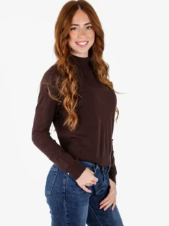 Louise Doro Pullover donna in maglia a collo alto - moro
