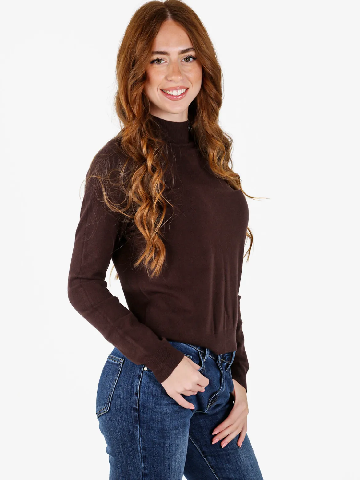 Louise Doro Pullover donna in maglia a collo alto - moro