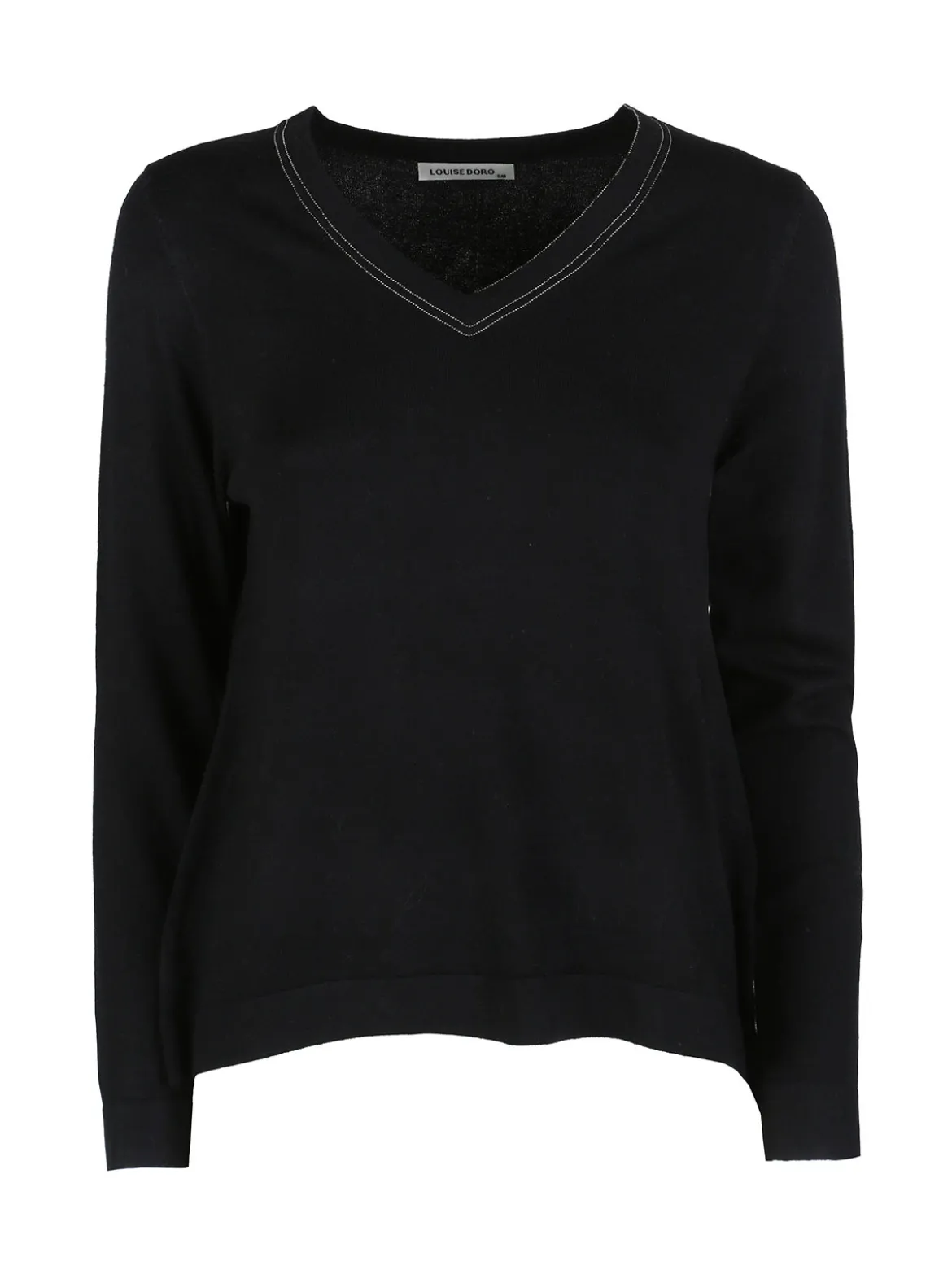 Louise Doro Pullover donna in maglia con scollo a V - nero