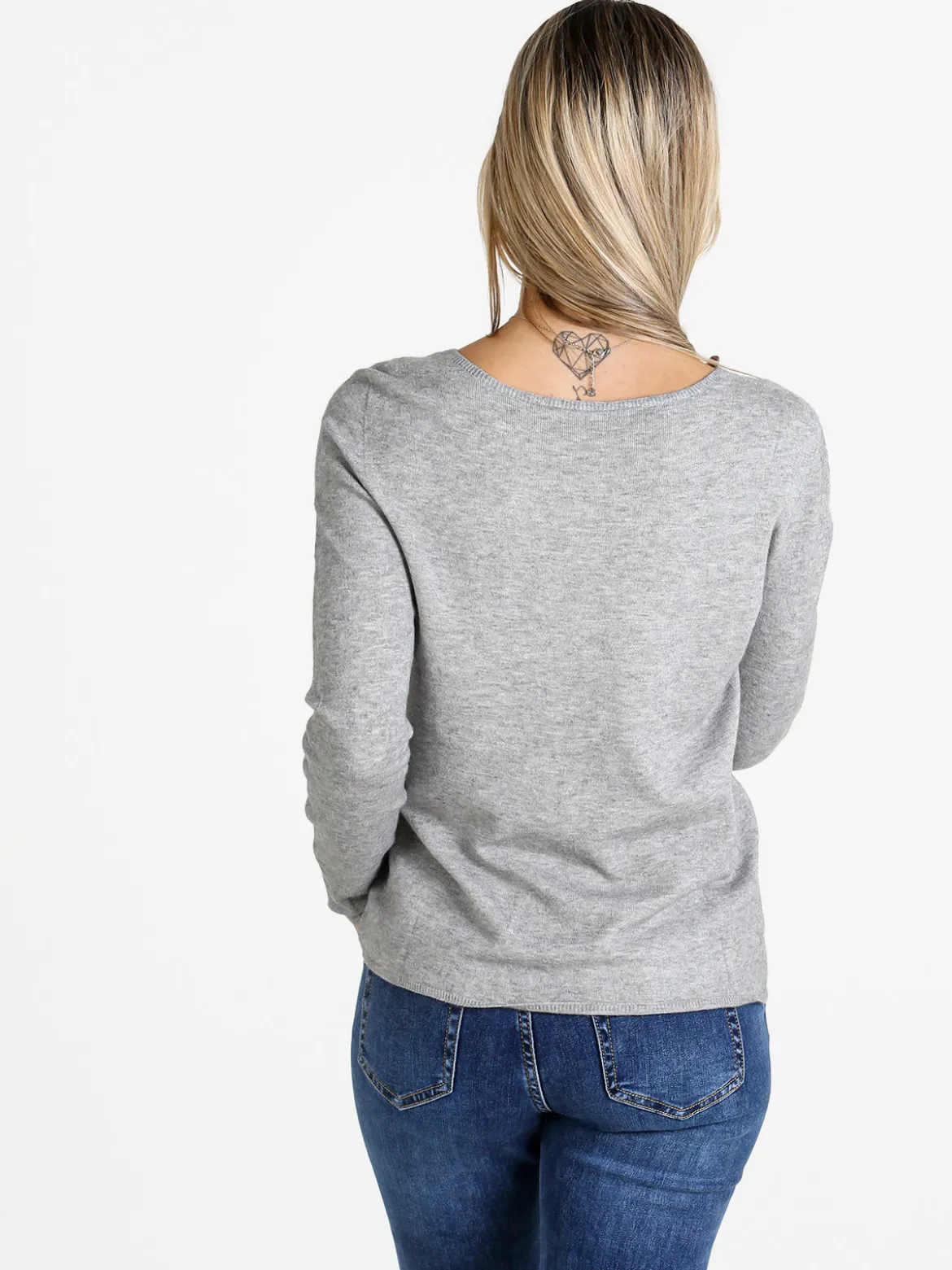 Louise Doro Pullover donna in maglia misto lana - grigio