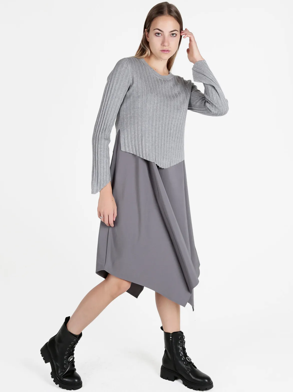 Louise Doro Set abito lungo da donna con maglia girocollo
