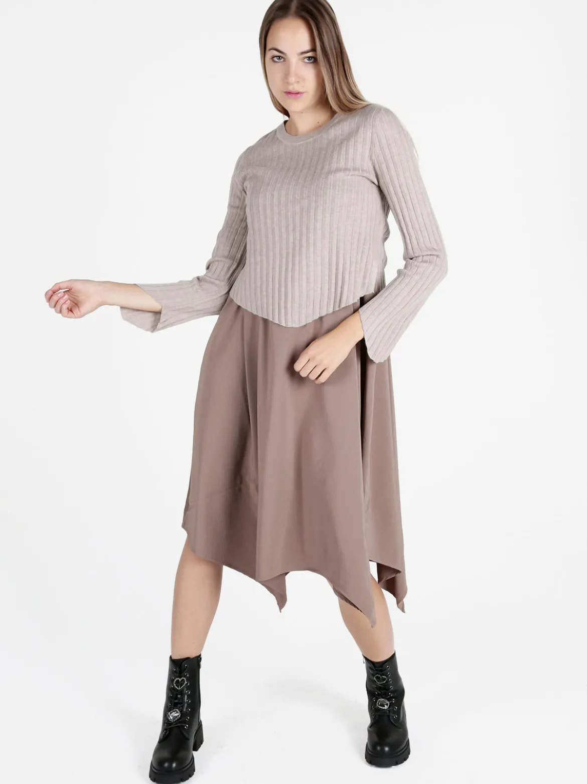 Louise Doro Set abito lungo da donna con maglia girocollo