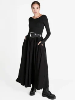 Lovery Abito lungo da donna a maniche lunghe