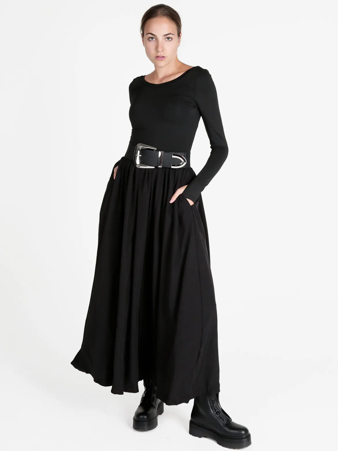 Lovery Abito lungo da donna a maniche lunghe