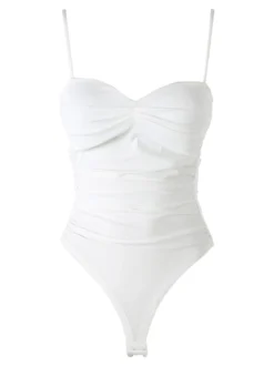 Lovery Top body sgambato con coppe imbottite - bianco