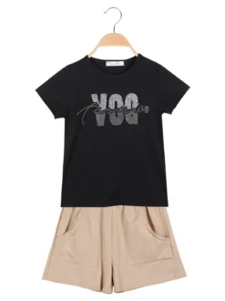 Luisa Chic Completo corto da bambina 2 pezzi con strass