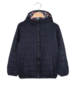 Luisa Chic Giubbino 100 grammi da bambina reversibile con cappuccio e zip - blu scuro