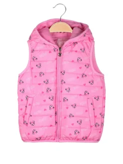 Luisa Chic Giubbino smanicato da bambina con cappuccio e zip - fucsia