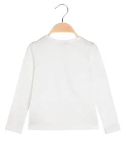 Luisa Chic T-shirt da bambina a maniche lunghe con stampa e paillettes - bianco