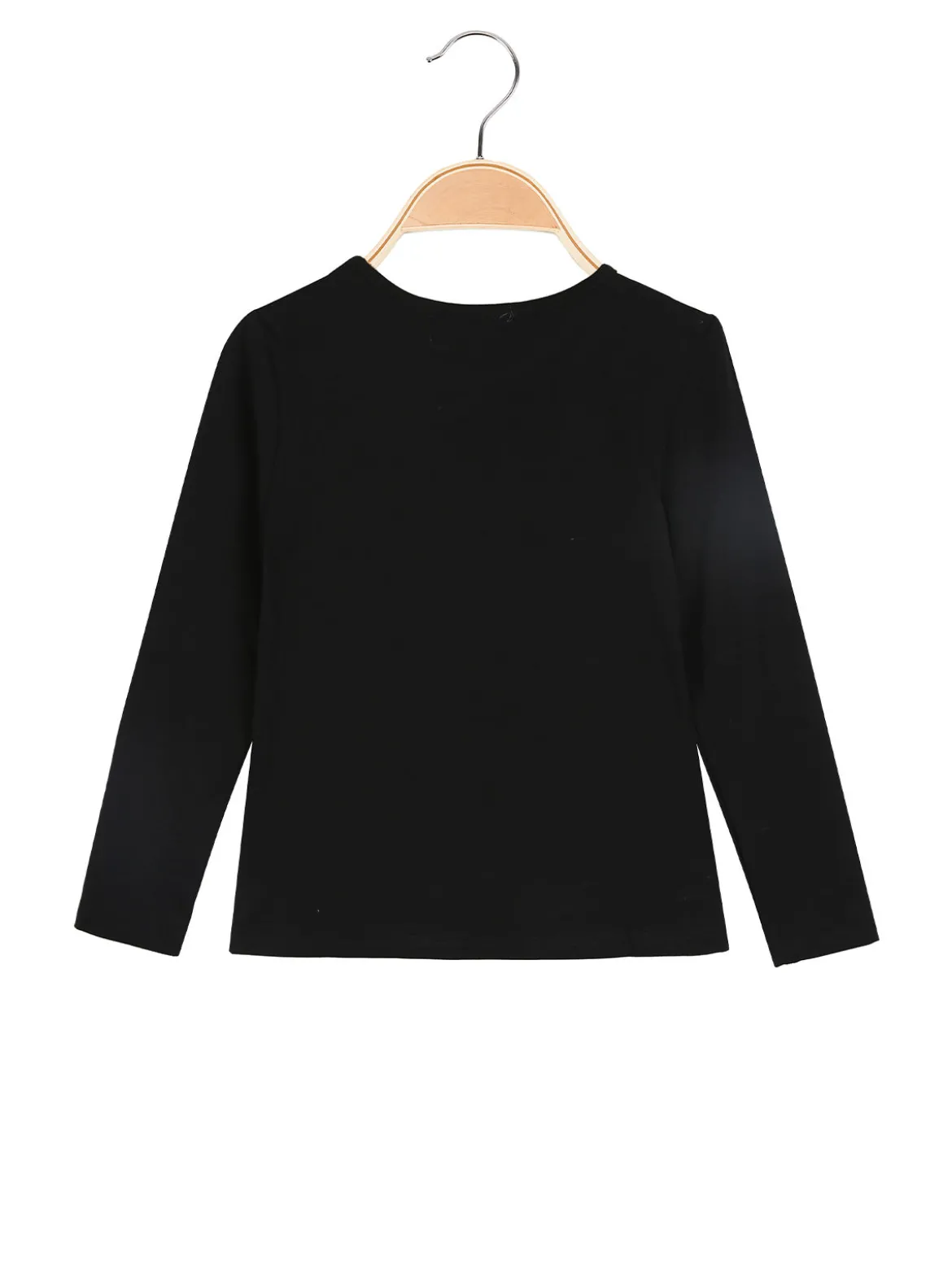 Luisa Chic T-shirt da bambina a maniche lunghe con stampa e paillettes - nero