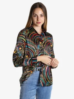 Luisa Loire Camicia donna a maniche lunghe con stampa a fantasia