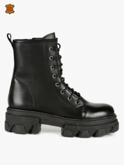 Made In Italy Anfibi in pelle donna con tacco e plateau