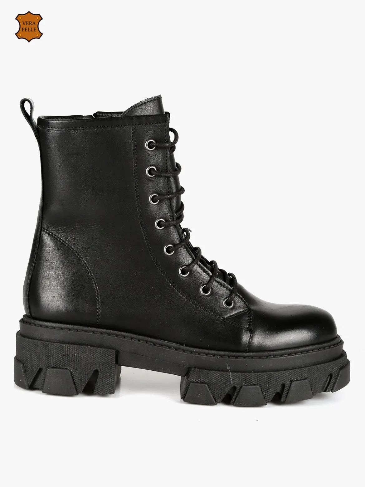 Made In Italy Anfibi in pelle donna con tacco e plateau