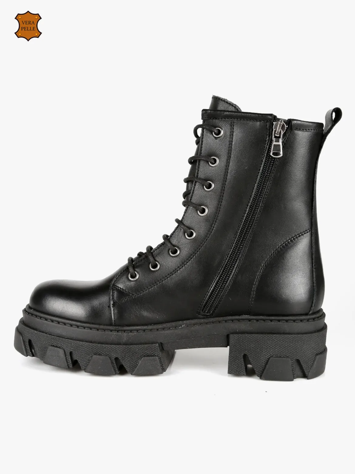 Made In Italy Anfibi in pelle donna con tacco e plateau