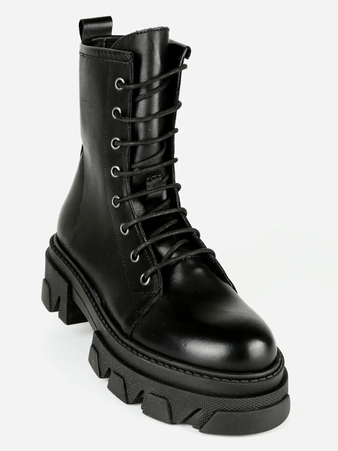 Made In Italy Anfibi in pelle donna con tacco e plateau