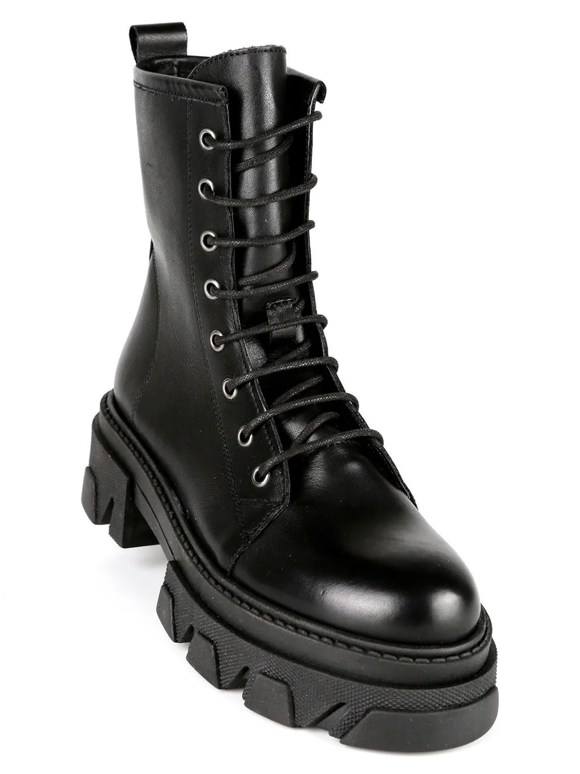 Made In Italy Anfibi in pelle donna con tacco e plateau