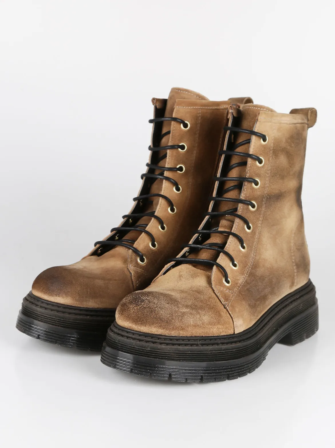 Made In Italy Anfibi in pelle scamosciata donna con plateau