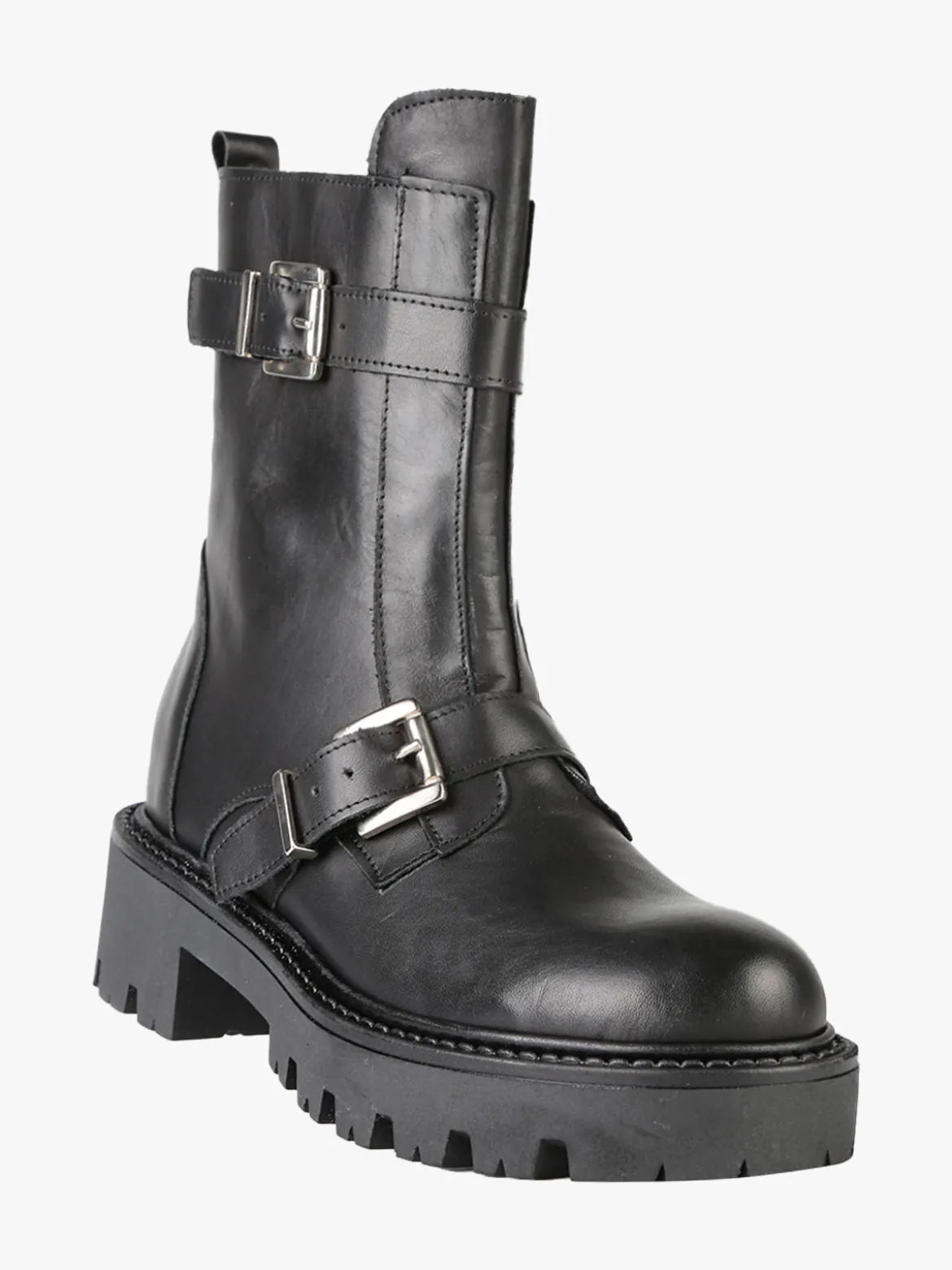 Made In Italy Stivaletti biker in pelle da donna