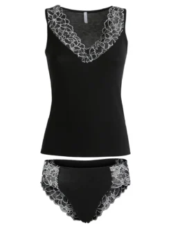 Magic Dream Coordinato intimo donna con ricami in pizzo - nero
