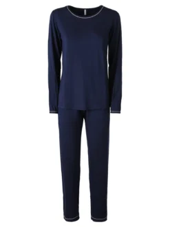 Magic Dream Pigiama girocollo da donna tinta unita - blu scuro