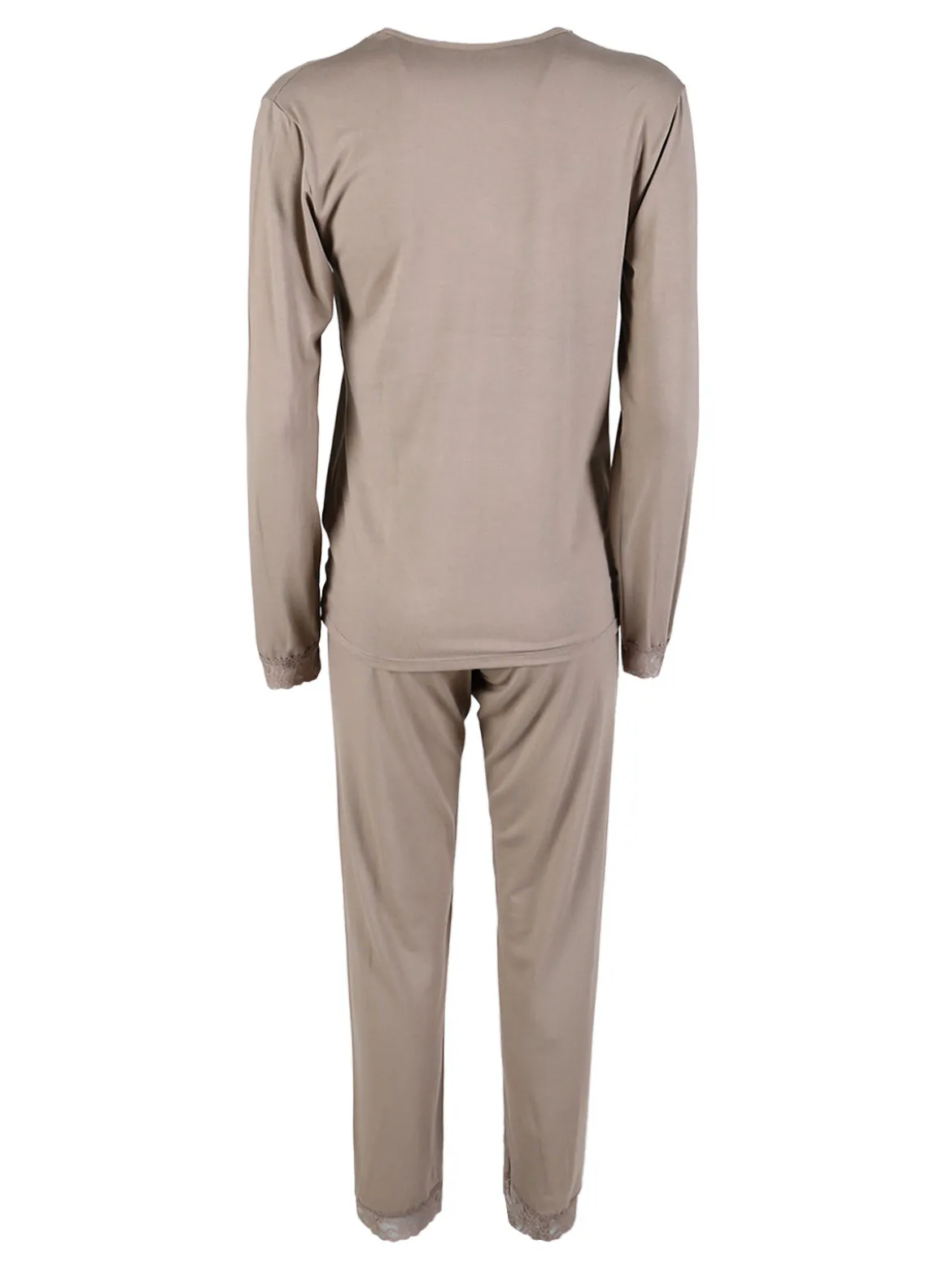 Magic Dream Pigiama lungo da donna con scollo a V in pizzo - taupe