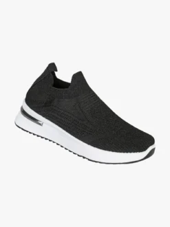 Maira Sneakers donna slip on in maglia con zeppa - nero