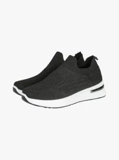 Maira Sneakers donna slip on in maglia con zeppa - nero