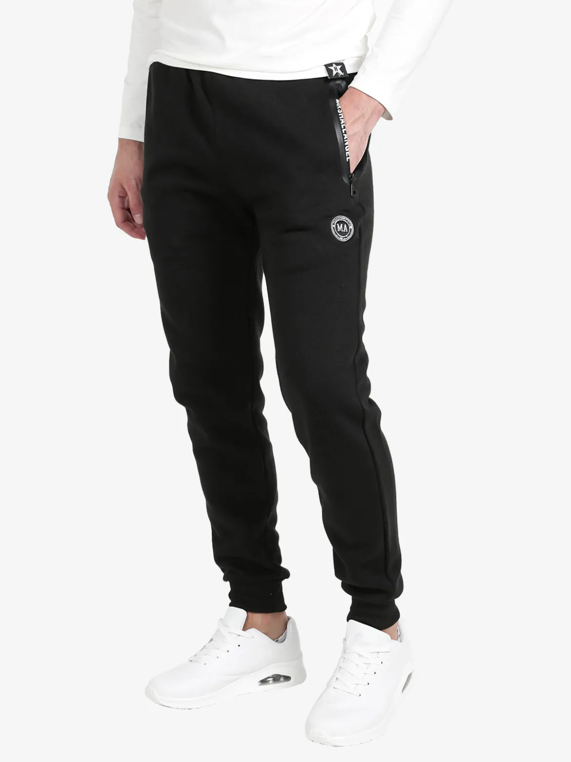 M.Angel Pantaloni sportivi da uomo in felpa con polsini