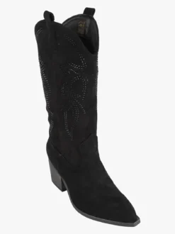 Martin Pescatore Stivali donna texani con strass in tessuto scamosciato