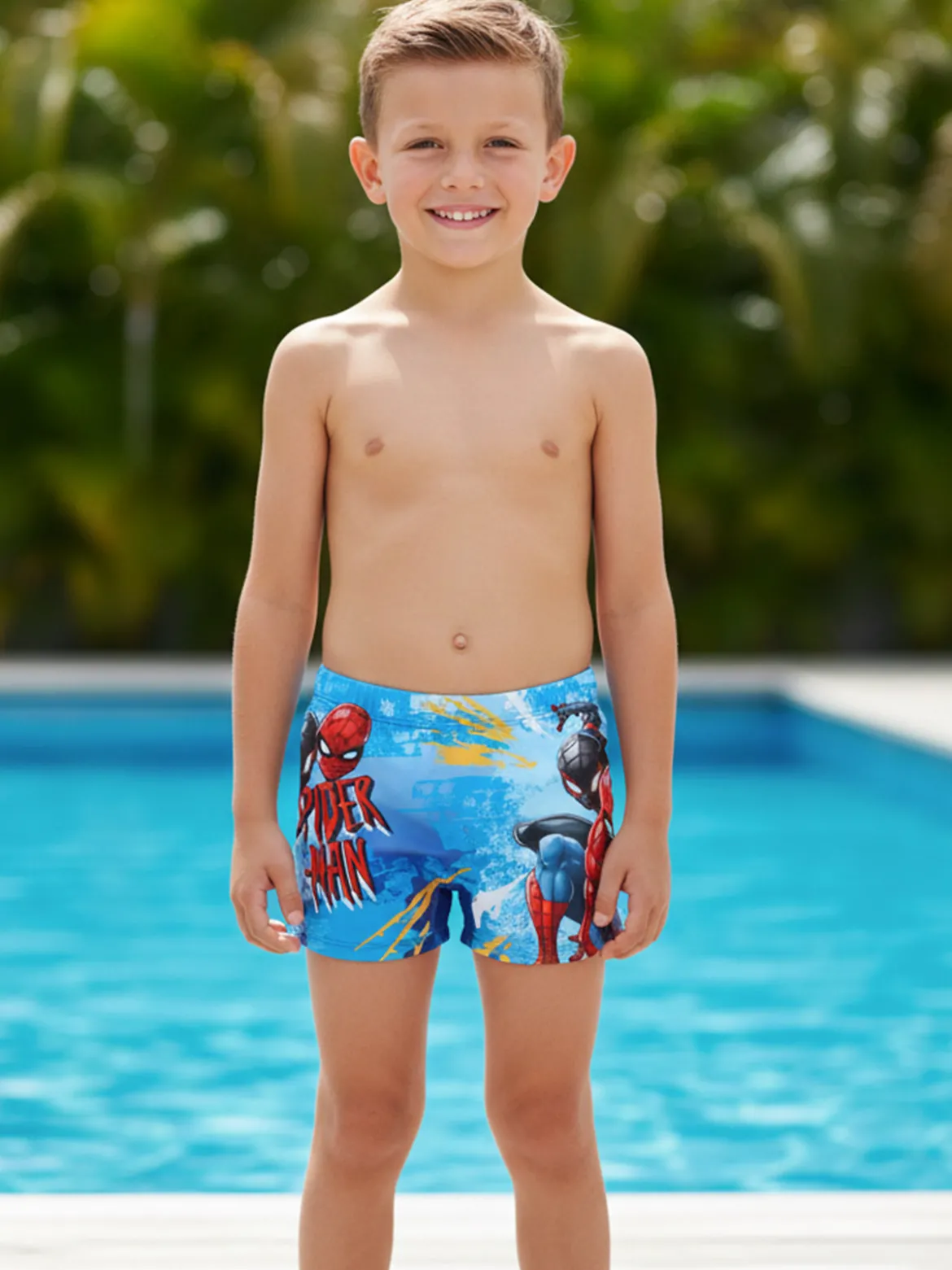 Marvel Spider-Man Boxer da mare da bambino con stampa - blu