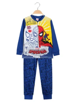 Marvel Spider-Man Pigiama lungo da bambino in cotone con stampe - blu