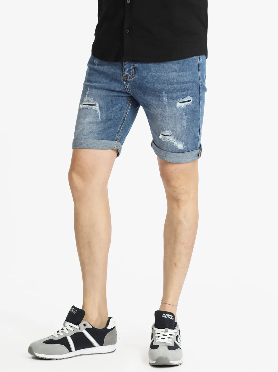 Max & Liu Bermuda in jeans da uomo con strappi