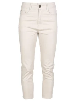 Max & Liu Pantaloni capri donna in cotone con piccolo spacco e strass sul finale