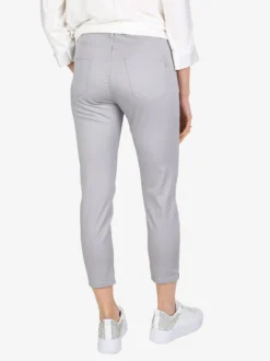Max & Liu Pantaloni capri donna in cotone con piccolo spacco e strass sul finale