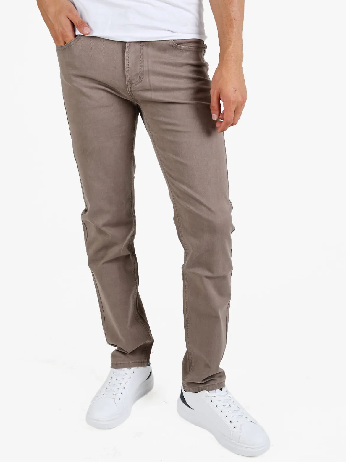Max & Liu Pantaloni da uomo regular fit in cotone taglie grandi - marrone