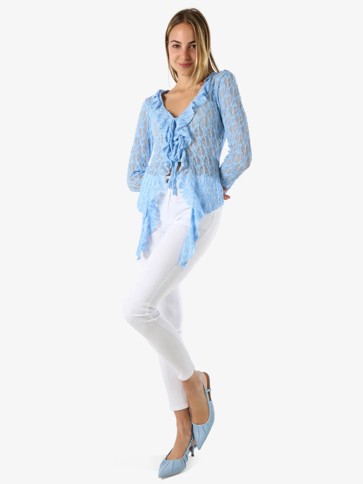 Max & Liu Pantaloni donna push-up - bianco