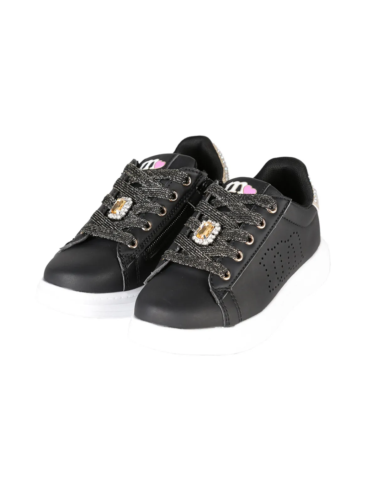 Melania Sneakers gioiello da bambina con lacci e zip