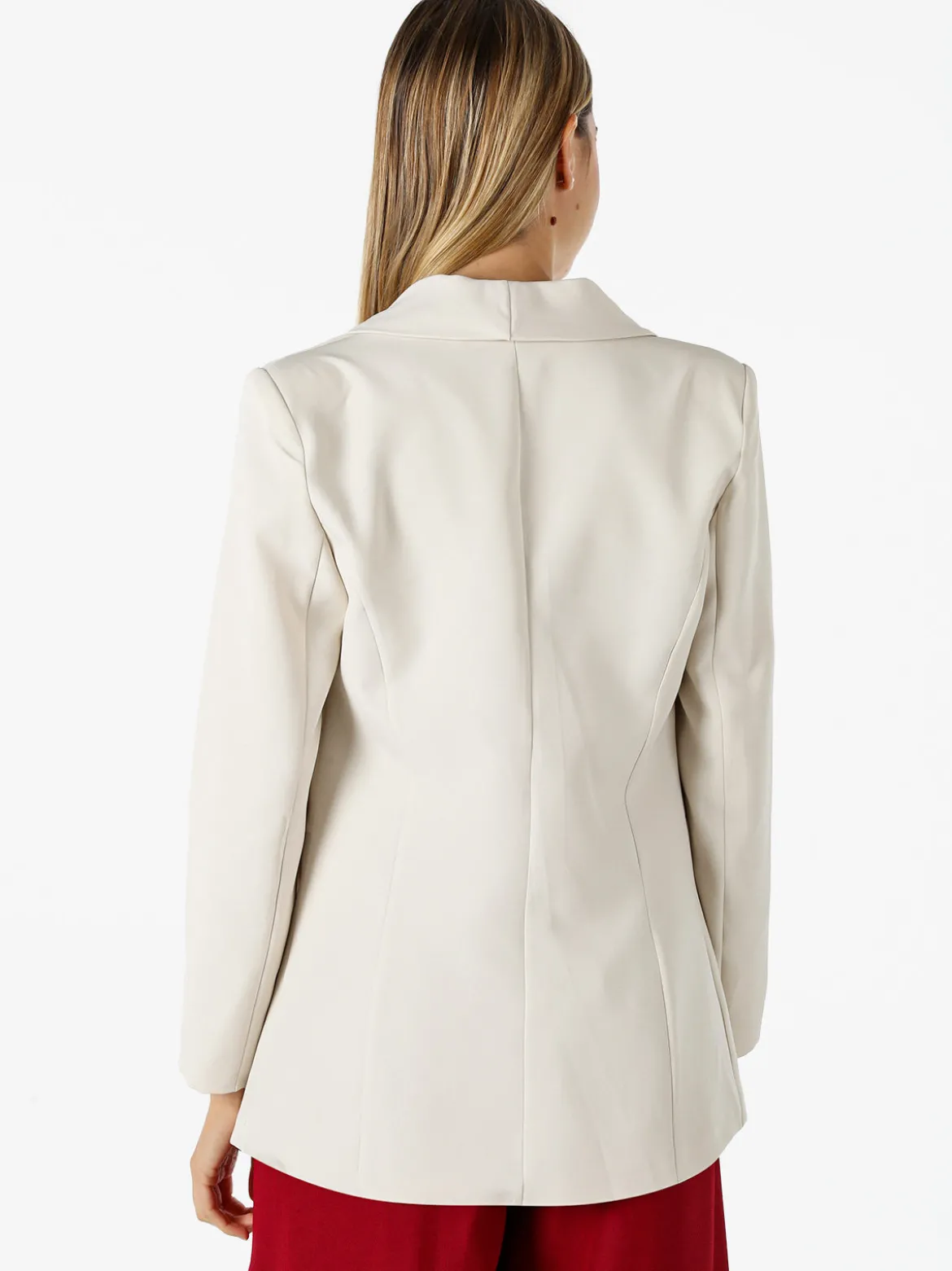 Melitea Blazer donna aperto con scollo risvoltato - beige