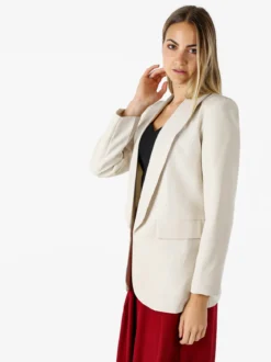 Melitea Blazer donna aperto con scollo risvoltato - beige