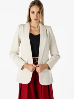 Melitea Blazer donna aperto con scollo risvoltato - beige