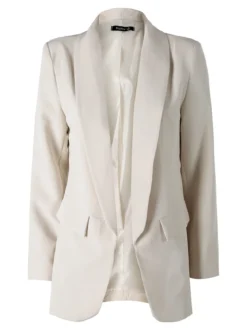 Melitea Blazer donna aperto con scollo risvoltato - beige