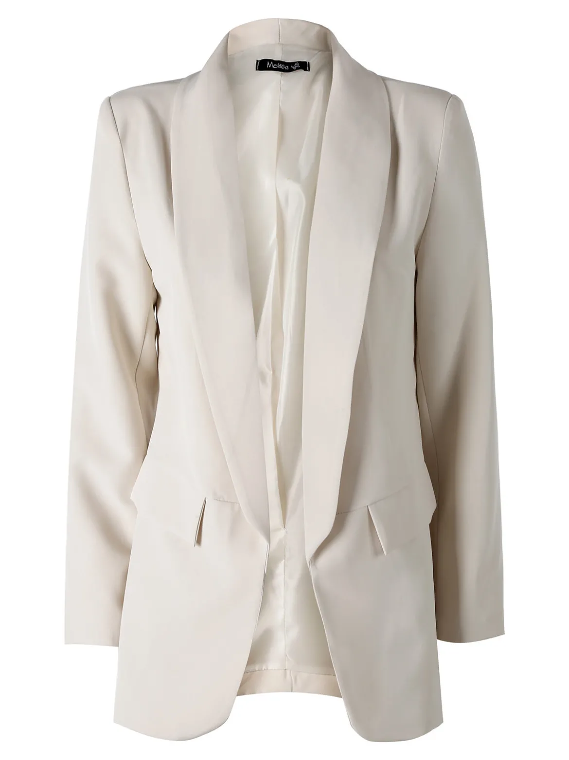 Melitea Blazer donna aperto con scollo risvoltato - beige