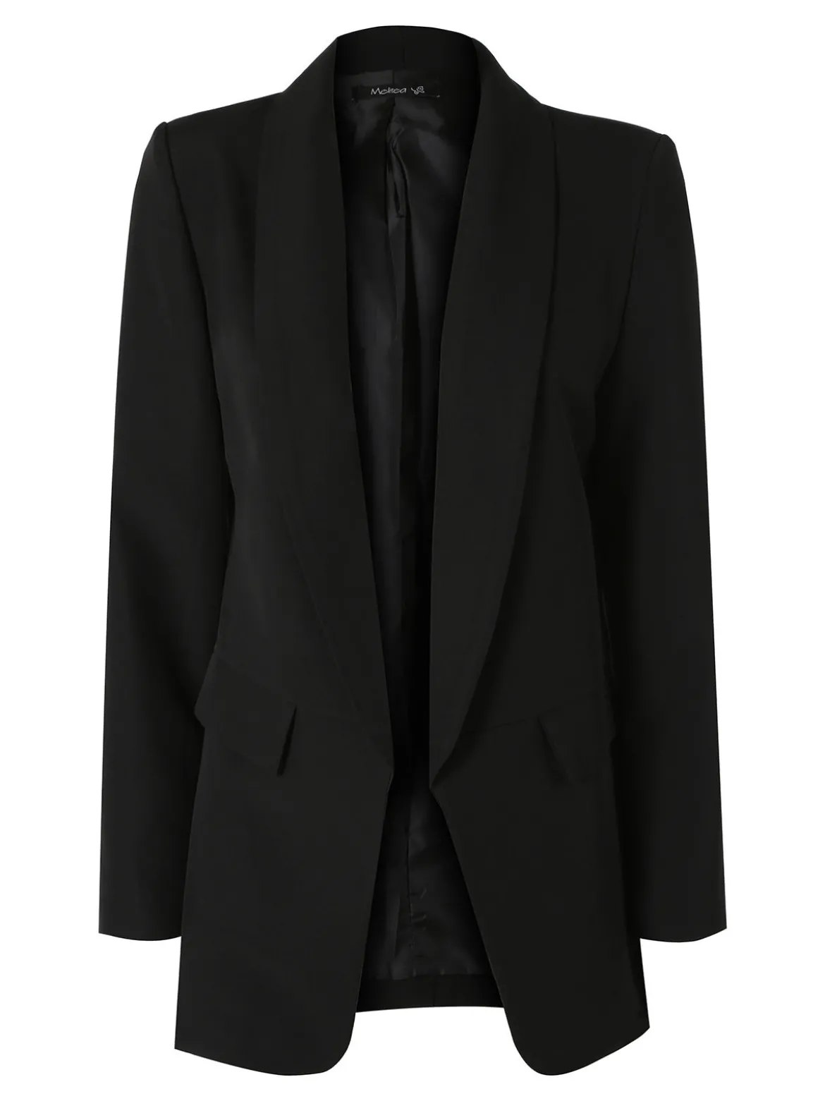 Melitea Blazer donna aperto con scollo risvoltato - nero