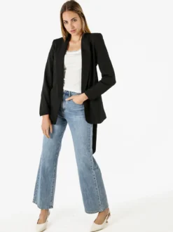 Melitea Blazer donna con spalline imbottite e fusciacca in vita - nero