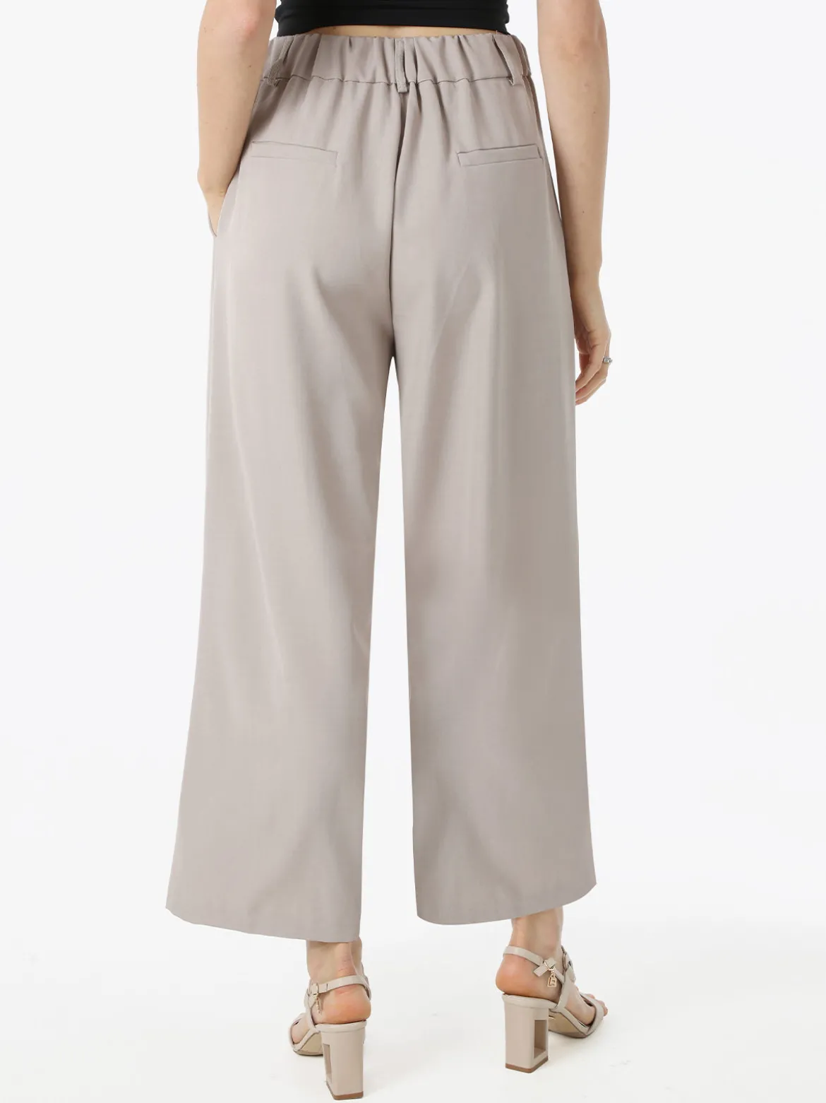 Melitea Pantaloni donna a palazzo con vita alta - fango