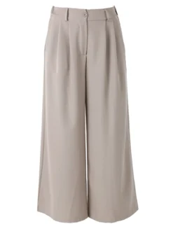 Melitea Pantaloni donna a palazzo con vita alta - fango