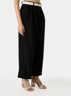 Melitea Pantaloni donna a palazzo con vita alta - nero