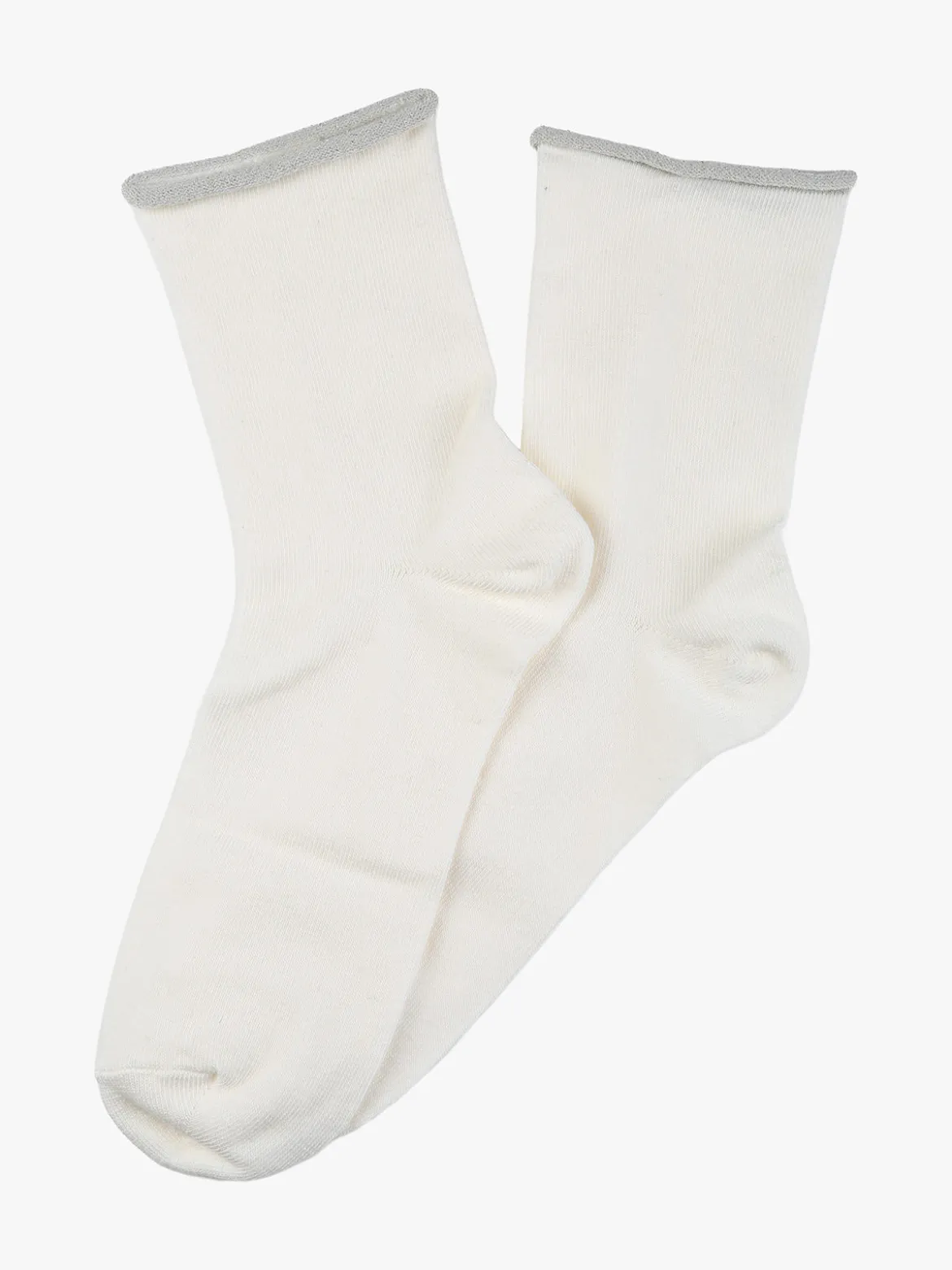 Meritex Calze corte donna in caldo cotone con bordo lurex - bianco