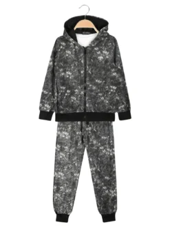 Mg Fashion Studio Completo 3 pezzi da bambino con cappuccio e zip - nero