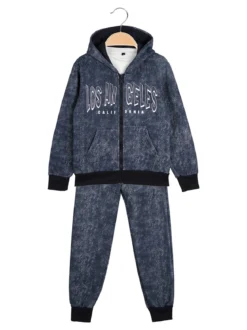Mg Fashion Studio Completo tuta 3 pezzi da ragazzo con cappuccio e zip - blu